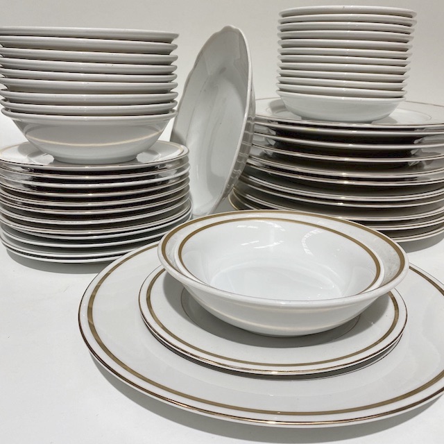 DINNERWARE, White w Gold Rim